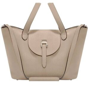 Meli Melo‎ Thela Medium Taupe Cowhide Leather Satchel Shoulder Bag Italy